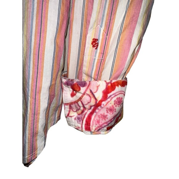 Robert Graham Striped Floral Flip Cuff Button Down Shirt Size 2XL - Picture 4 of 8